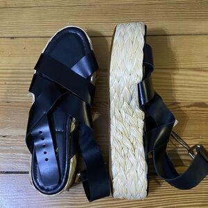 Zara Black and Tan Espadrille Sandals